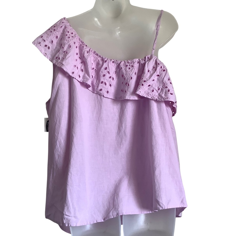 Old Navy Womens XL Lilac Purple Eyelet Ruffle One Shoulder Top NWT 412089-01-1